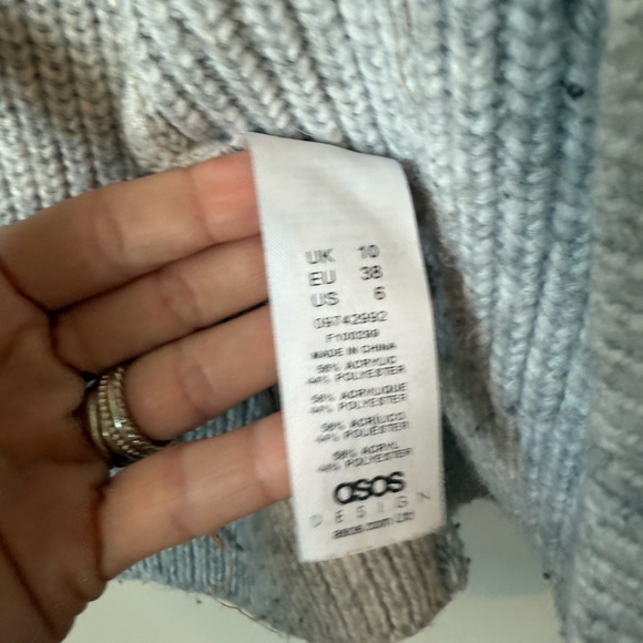 ASOS Light Gray Knit open Cardigan size 6 - Picture 4 of 8